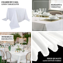 White Square 100% Cotton Linen Chambury Casa Washable Table Overlay 90 Inch x 90 Inch