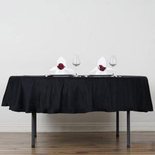 Round 70 Inch Black 100% Cotton Linen Seamless Tablecloth