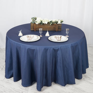Premium Dark Blue Faux Denim Seamless Polyester Round Tablecloth 120"