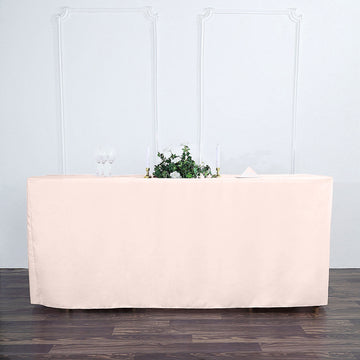 Blush Fitted Polyester Rectangular Table Cover 6ft