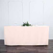 Fitted Polyester Table Cover for 6 Feet in Rose Gold Blush