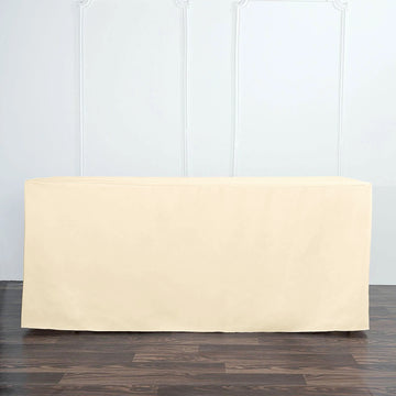 Beige Fitted Polyester Rectangular Table Cover 6ft