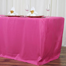 6 Feet Rectangular Fitted Table Cover In Fuchsia Polyester