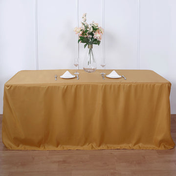 Unleash Your Creativity with the Gold Fitted Polyester Rectangular Table Cover