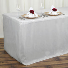 Silver Fitted Table Cover In Polyester Rectangular 6 Feet