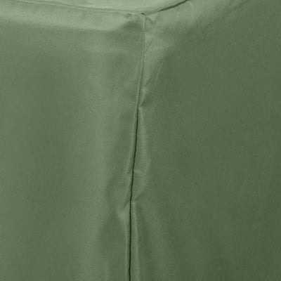 Green satin fabric draped elegantly, showcasing smooth texture and color.