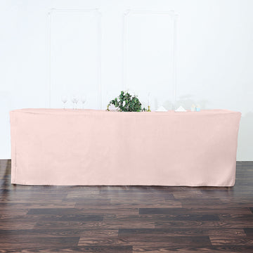 Blush Fitted Polyester Rectangular Table Cover 8ft
