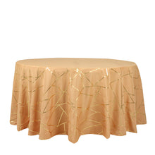 120 Inch Gold Foil Geometric Pattern on Gold Round Polyester Tablecloth