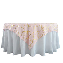 54 Inch x 54 Inch Square Blush Rose Gold Polyester Overlay With Gold Foil Geometry