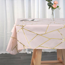 Gold Foil Geometric Pattern On Blush Rose Gold 54 Inch x 54 Inch Square Polyester Overlay