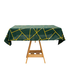 Polyester 54x54 Inch Tablecloth Hunter Emerald Green With Gold Geometric Print