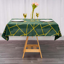 54x54 Inch Tablecloth With Gold Geometric Detail In Hunter Emerald Green