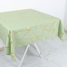 Square Tablecloth Polyester Sage Green Gold Foil Design
