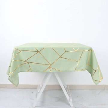 Elegant Sage Green Seamless Polyester Square Tablecloth