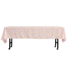 60 Inch x 102 Inch Blush Rose Gold Rectangle Tablecloth With Gold Foil Pattern