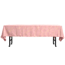 Dusty Rose Seamless Rectangle Polyester Tablecloth With Gold Foil Geometric Pattern 60"x102"