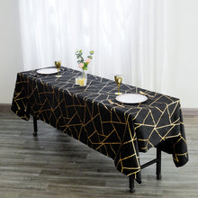 Rectangular Tablecloth 60 Inch x 102 Inch In Black Polyester With Gold Foil Design