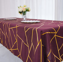 Rectangle Tablecloth 60 Inch x 102 Inch Burgundy With Gold Geometric Design