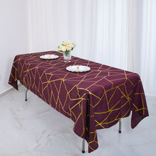 Rectangle Tablecloth 60 Inch x 102 Inch Polyester With Gold Foil Geometry In Burgundy 
