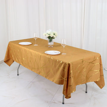 Make a Statement with the Gold Seamless Rectangle Polyester Tablecloth