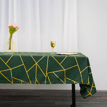 Hunter Emerald Green Tablecloth With Gold Foil Design 60 Inch x 102 Inch Polyester Rectangle