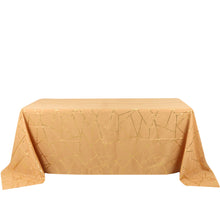 90 Inch x 132 Inch Gold Foil Geometric Pattern on Gold Rectangle Polyester Tablecloth