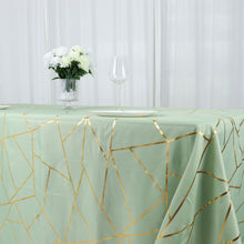 Polyester Rectangle Tablecloth in Gold with Gold Foil Geometric Design 90 Inch x 132 Inch
