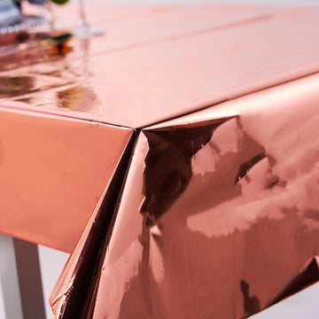 Why Choose Our Rose Gold Metallic Foil Rectangle Tablecloth?