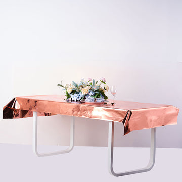 Rose Gold Metallic Foil Rectangle Tablecloth