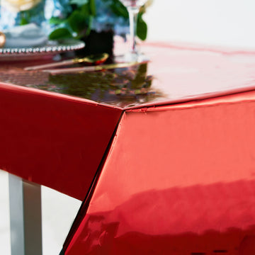Dazzle Your Guests with the Red Metallic Foil Tablecloth