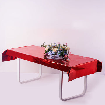 Add a Touch of Elegance with the Red Metallic Foil Rectangle Tablecloth