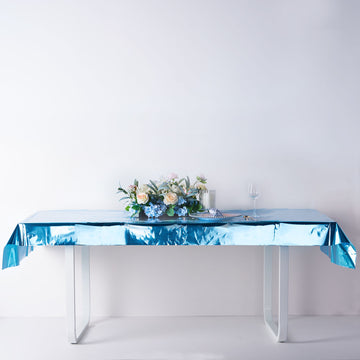 Turquoise Metallic Foil Rectangle Tablecloth: The Perfect Wedding Decor