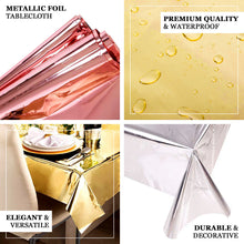 Gold 50x50 Inch Square Tablecloth Disposable Metallic Foil 