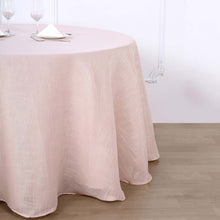 108 Inch Tablecloth Round Linen Slubby Textured Blush Rose Gold