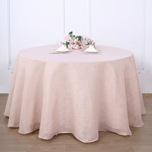 Slubby Textured Round Tablecloth 108 Inch Linen Blush Rose Gold