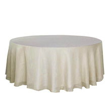 Round Beige Linen Tablecloth 108 Inch Slubby Textured Wrinkle Resistant