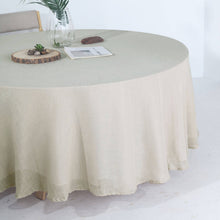 Linen Table Cover 108 Inch Round Beige Slubby Texture Wrinkle Free