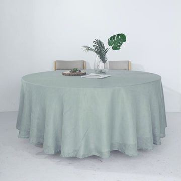Elevate Your Event with the Dusty Blue Seamless Linen Round Tablecloth