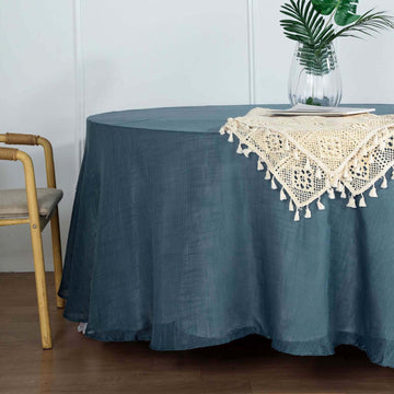 Create a Stunning Tablescape with the Blue Seamless Linen Round Tablecloth