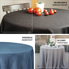 Taupe 108 Inch Round Linen Tablecloth Featuring Slubby Texture