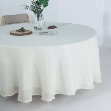 White Seamless Linen Round Tablecloth: Elegant and Versatile