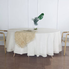 Slubby Textured 108 Inch Round White Linen Tablecloth