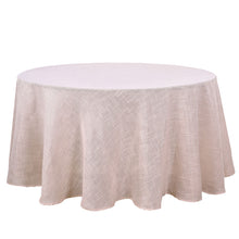 Blush Rose Gold Linen Round Tablecloth 120 Inch Slubby Textured Wrinkle Resistant