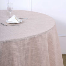 Blush Rose Gold Round Tablecloth 120 Inch Linen Slubby Textured Wrinkle Resistant