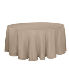 120 Inch Taupe Round Linen Tablecloth With Textured Slubby Finish