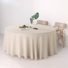 120 Inch Round Beige Slubby Textured Linen Wrinkle Resistant Tablecloth 