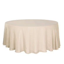 Slubby Textured Beige Round Wrinkle Resistant Linen Tablecloth 120 Inch 