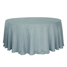 Slubby Textured Dusty Blue Round Wrinkle Resistant Linen Tablecloth 120 Inch 