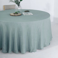 120 Inch Round Dusty Blue Slubby Textured Linen Wrinkle Resistant Tablecloth 