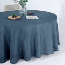 Slubby Textured Round Linen Tablecloth 120 Inch Wrinkle Resistant Cover In Blue